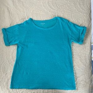 J. Crew Women’s Aqua Short Sleeve Linen Tee